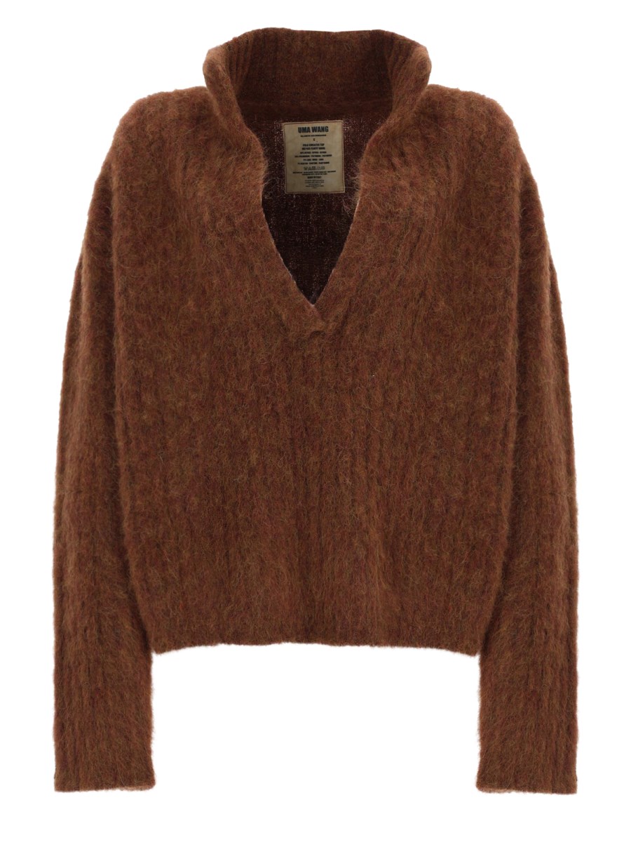 Maglia In Alpaca e Lana Con Scollo a V