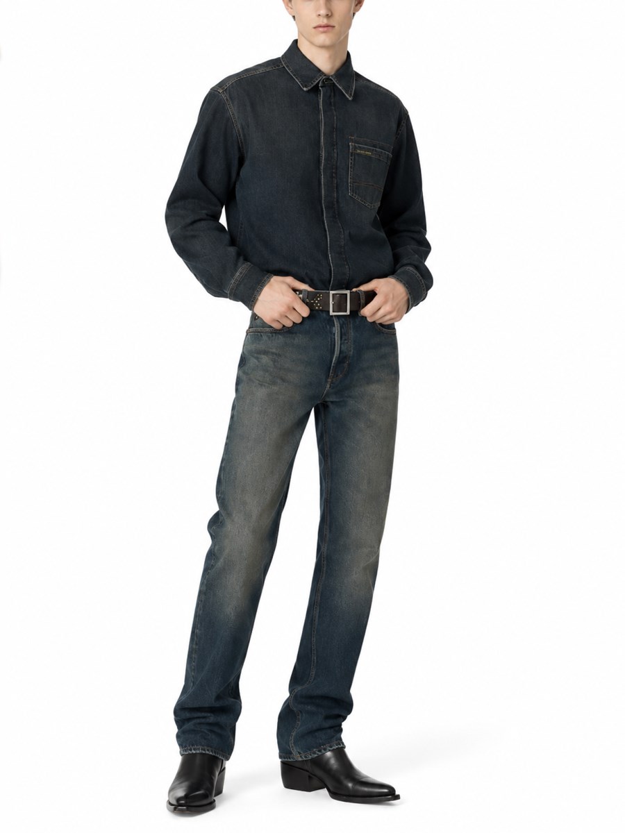 Camicia Slim Fit In Denim Di Cotone