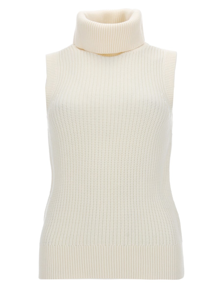 TOP SMANICATO A COLLO ALTO IN MISTO LANA