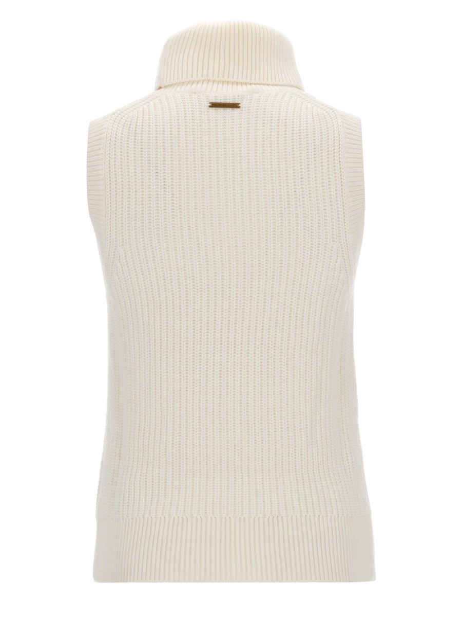 TOP SMANICATO A COLLO ALTO IN MISTO LANA