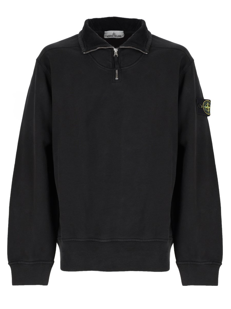 Felpa con Zip Corta e Patch Logo