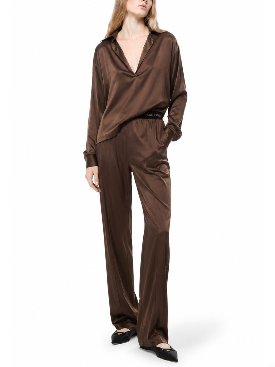 pantalone pj in raso di seta stretch
