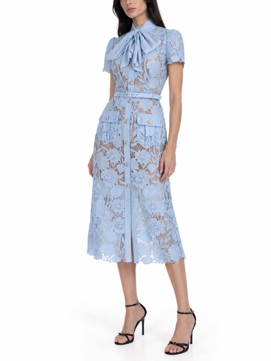 Abito Midi in Pizzo con Fiocco