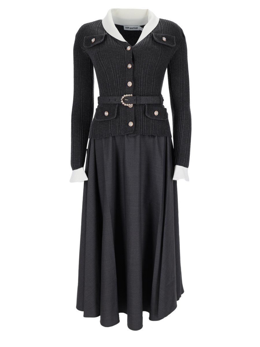 Abito Midi in Twill di Maglia