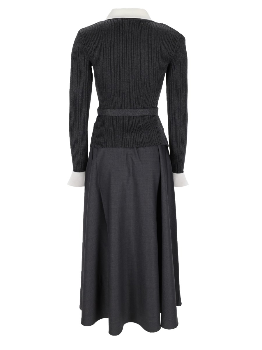 Abito Midi in Twill di Maglia