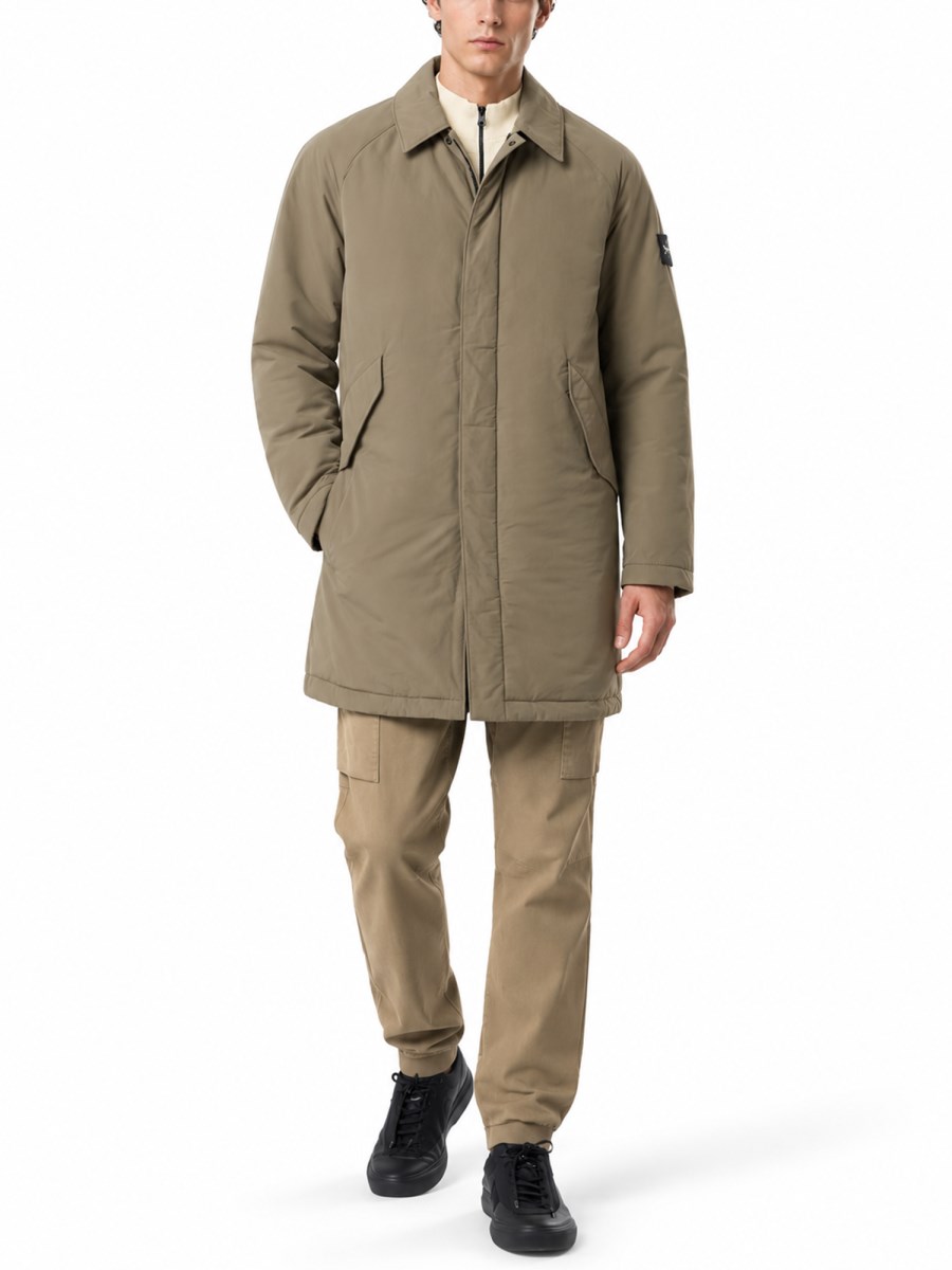 Cappotto Lungo In Micro Twill