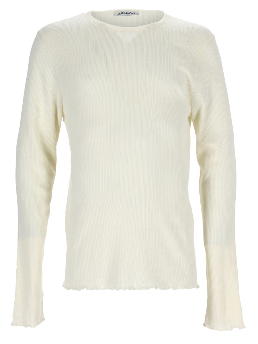 T-Shirt A Manicia Lunga In Misto Cotone