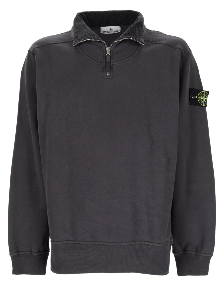 Felpa con Zip Corta e Patch Logo