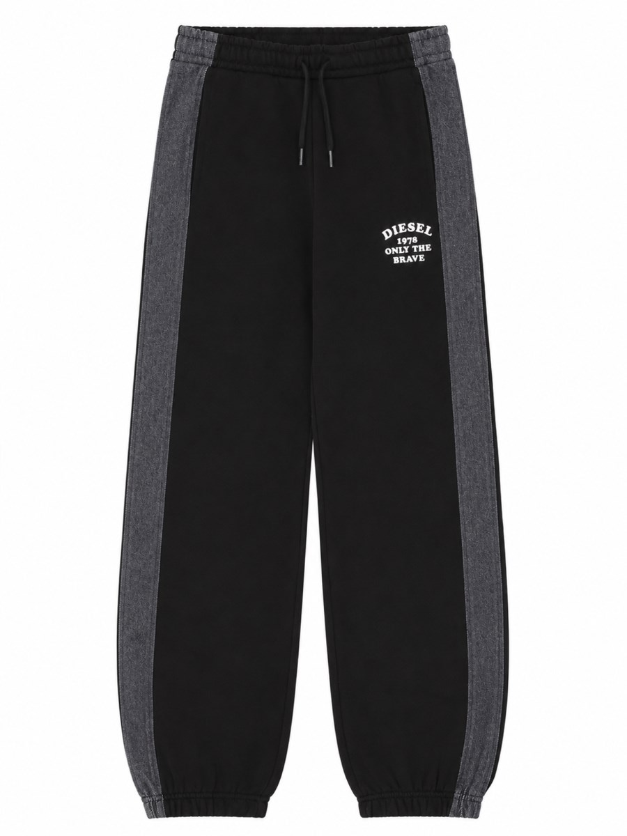 PANTALONE JOGGER CON BANDE LATERALE IN DENIM