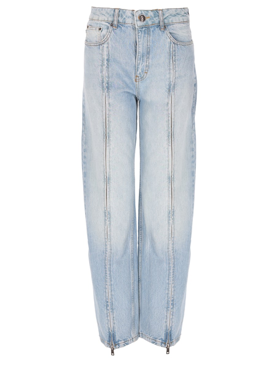 Jeans Dritto In Denim Con Zip