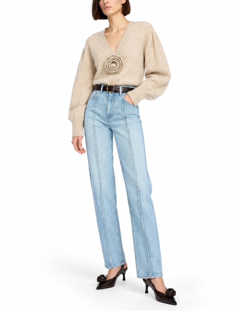 Jeans Dritto In Denim Con Zip