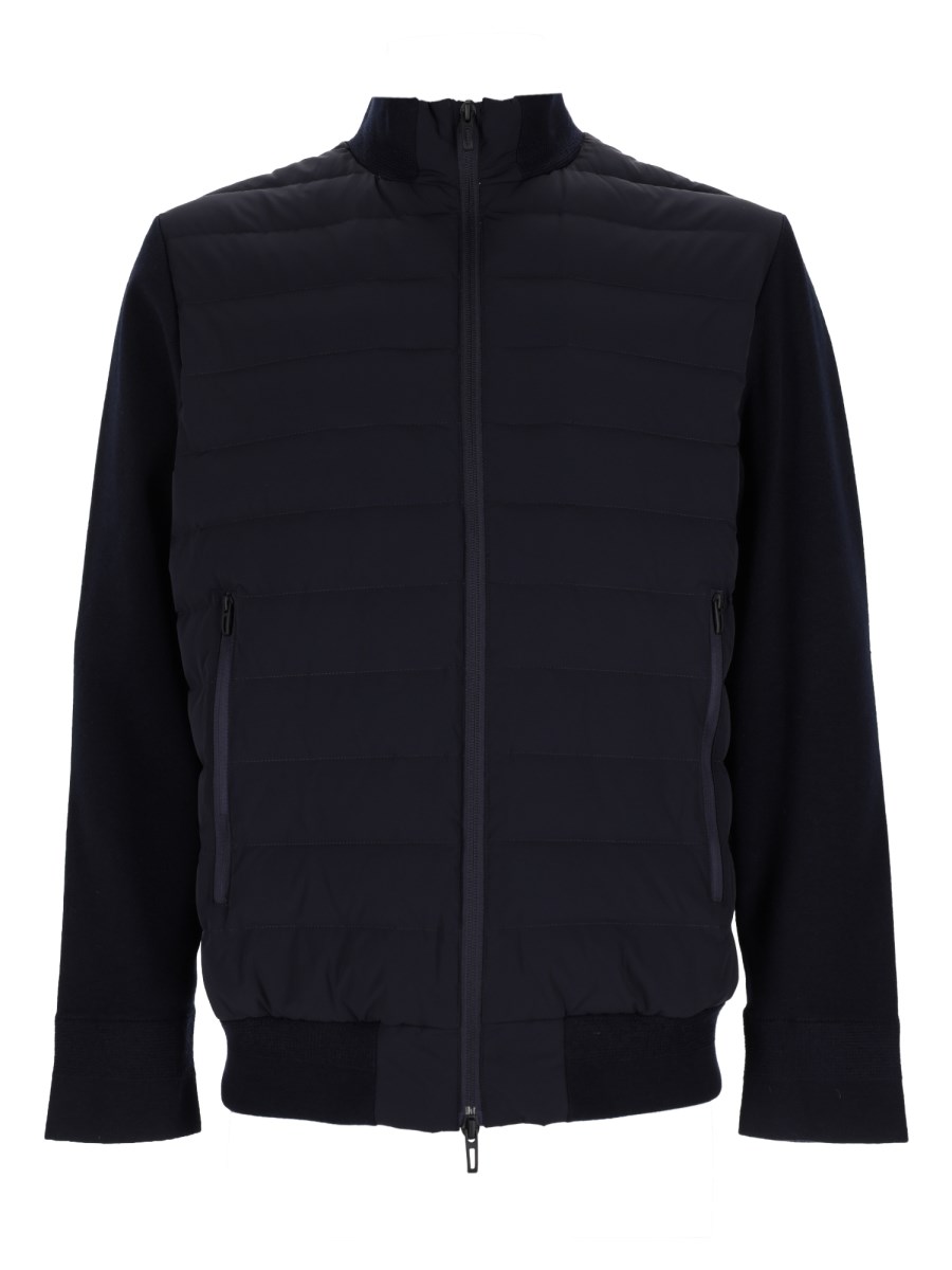 Piumino in Nylon con Maniche in Maglia Travel Essential