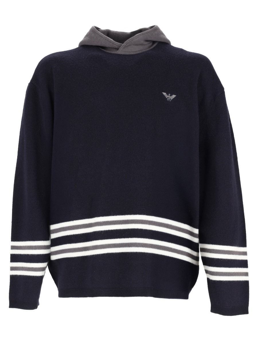 Maglia In Lana Con Cappuccio