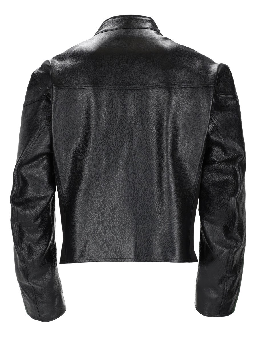 Giacca Biker In Pelle Con Dettaglio Web