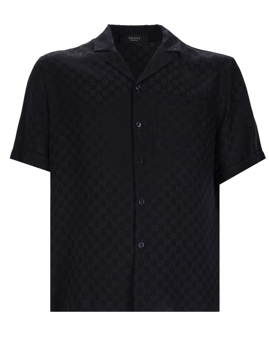 Camicia Bowling In Seta Jacquard GG