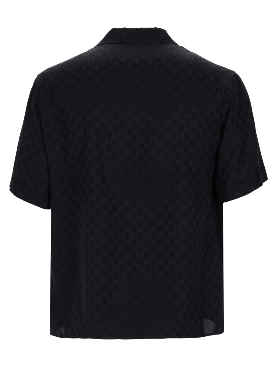 Camicia Bowling In Seta Jacquard GG