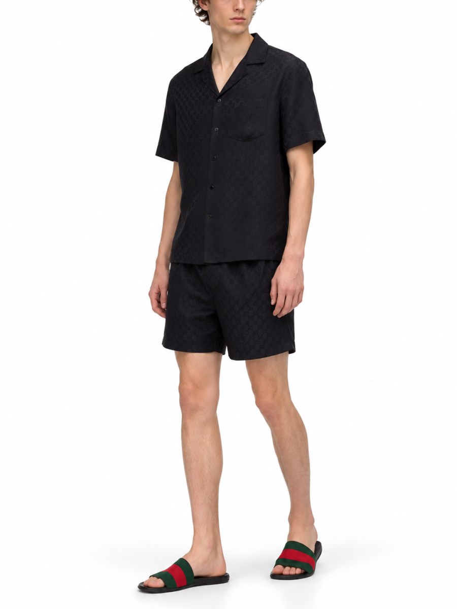Camicia Bowling In Seta Jacquard GG